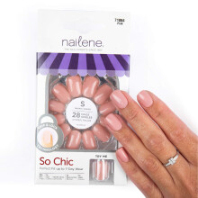 Nailene So Chic Korte Kunstnagels, Roze Hoogglans - Valse Nagelset met 28 Nagels (12 Maten) en Lijm Inclusief