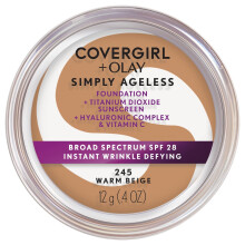 COVERGIRL Simply Ageless Instant Anti-Aging Foundation, SPF 28, Hyaluron-Komplex & Vitamin C - 245 Warm Beige, 1 Stück