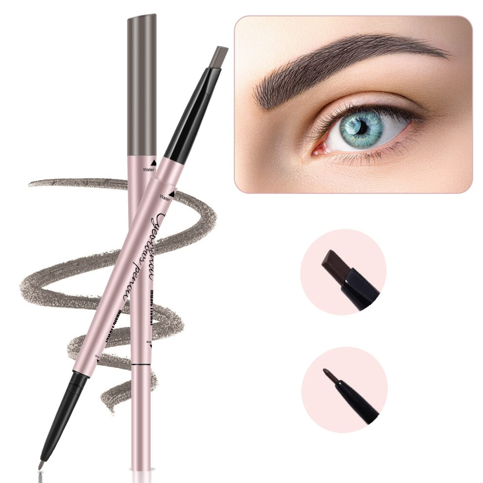 Turritopsisd Brown Eyebrow Pencils 2Pack Professional Brow Pencil Dual Tips Retractable Waterproof Natural Eye Brows Makeup Khaki