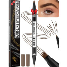 Microblading Eyebrow Pen - Eyebrow Pencil Magisk 2-i-1 Dual-Ended vandt?tte ?jenbrynsblyanter til kvinder med 4-gaffelspidser og pr?cise b?rstesp