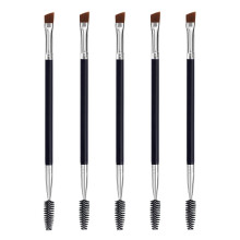 Duo Eyebrow Brush - Angled Brush, Spoolie, Eyelash Comb (5 Pcs)