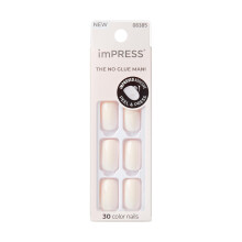 KISS IMPRESS No Glue Mani 30 kpl Purista kynsille Medium Squoval Design Nail Solid Pure White Print Yksinkertainen kuorinta ja painaminen Helppo levi