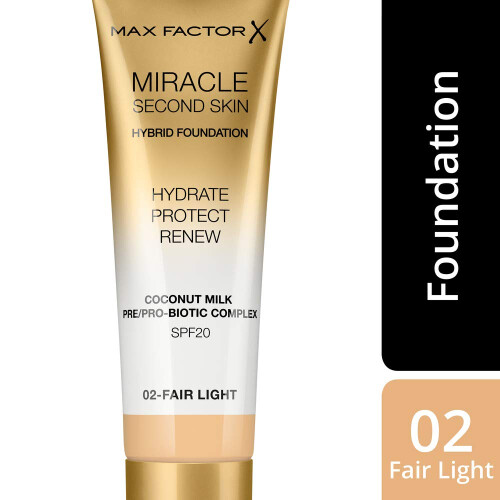 Max Factor (02 Fair-Light ) Max Factor Miracle Second Skin Hydrating Foundation 2