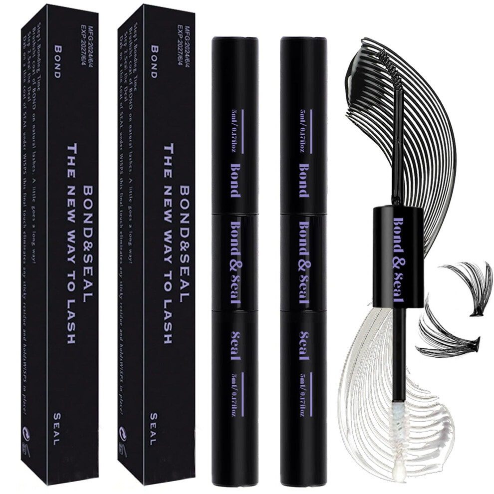 Qiveaory Lash Bond And Seal Kit 2Pcs Diy Lash Extension Waterproof Lashe Cluster Glue 72H Hold Portable Individual Lash Glue For Eyelash Extensions B