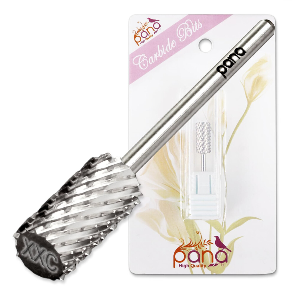 Pana Silver 3/32"""" Large Barrel Flat Top Carbide Nail Drill Bit For Manicure Pedicure And Acrylics (Grit: 2X Extra Coarse - 2Xc 1Pc)