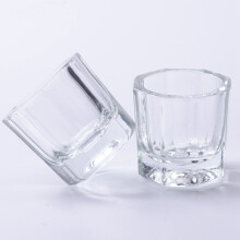 Rolabling Glas Krystal Dappen Dish Nail Art Akryl Pulver Holder Flydende Kop til Manicure V?rkt?j (2 stk uden l?g)