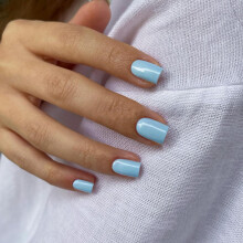 48-delig babyblauw Press-on-nagels Korte vierkante nepnagels Lijm op nagels Korte gelnagels Press-ons Acrylnagels Plak op kunstnagels voor dames Natu