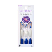 KISS IPRESS No Glue Mani Press On Nails Design ""Free Soul"" Valkoinen Keskikokoinen Mantelin muotoinen Sislt 30 kynsien valmistelutyynyn ohjearkki