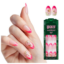 WICKED X imPRESS Design Tryk p? negle Den nemmeste NO LIME Mani Super Hold Adhesive ?nsynligvis Venskab Pink Medium Mandel Indeholder 30 falske n