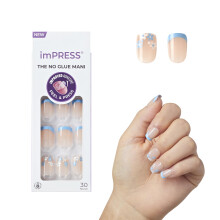 KISS IPRESS No Glue Mani Painettavat kynnet Ranskalaiset ""Snooze"" Vaaleat Neutraali Sininen Krki Ranskalainen Lyhyt kokoinen Squoval Shape Sislt
