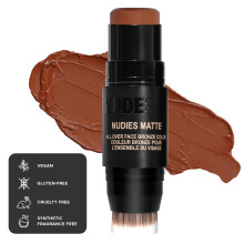 Nudestix Nudies Matte Cream Bronzer 3-i-1 All Over Face Color til ansigtets ?jne og l?ber med blandingsb?rste (Deep Maple Eh)