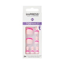 KISS imPRESS Farve uden lim Pedi Press-On-t?negle Indeholder 24 Negle Prep Pad 1 Manicure Stick 1 Mini File (nyd i dag)
