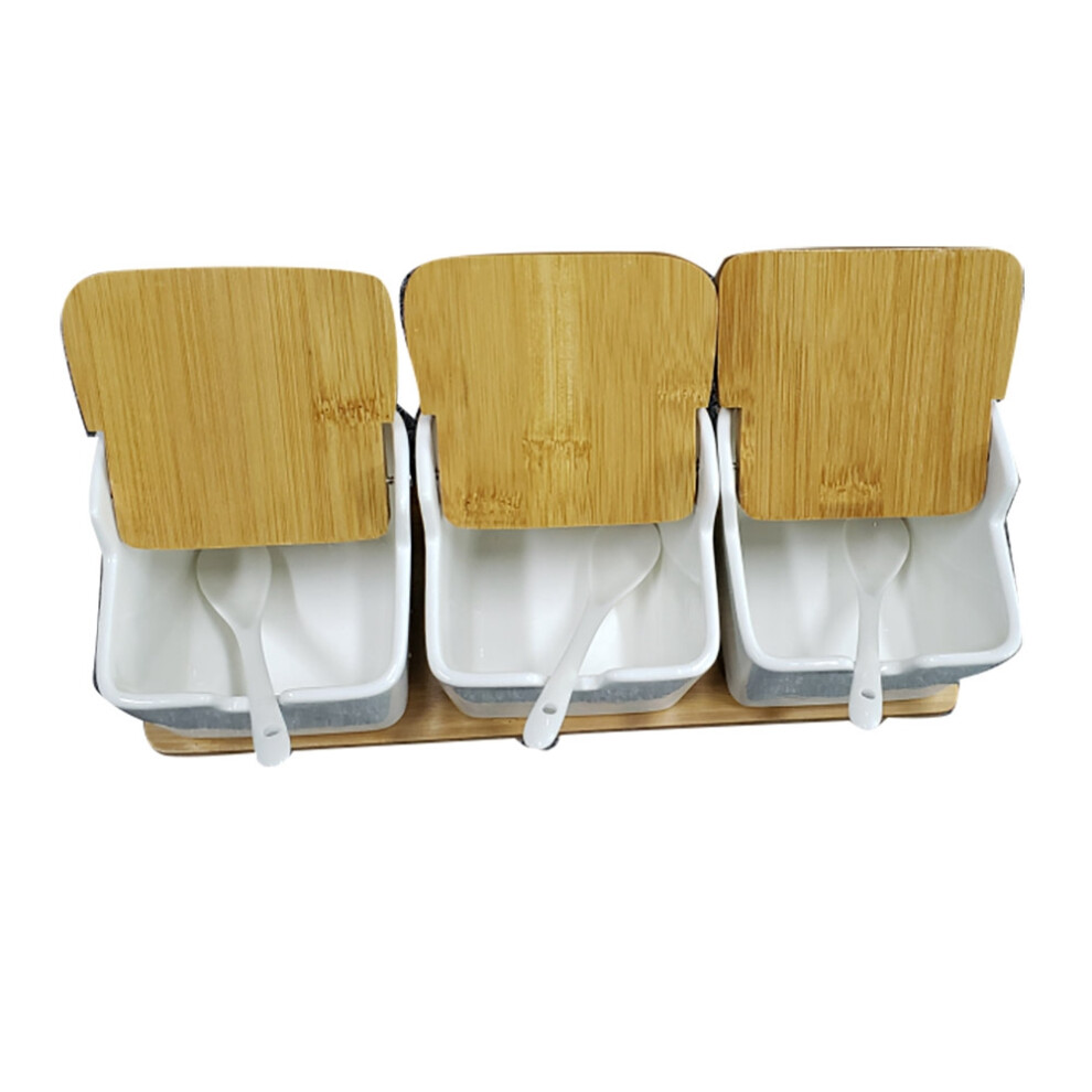 Elegant Kitchen Pottery Jars, Bamboo Lid Condiment Bowls for Stylish Seasoning Storage, Ceramic Condiment Storage, Porcelain Seasoning Containers Set-image-OPC-PMX9RWV-NEW