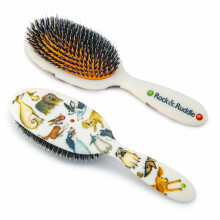 Rock & Ruddle Natural Mixed Boar Bristle Hair Brush for Women and Kids (Small/Travel Size 17.5cm) - Perfect for Wet or Dry Hair Detangling Smoothin