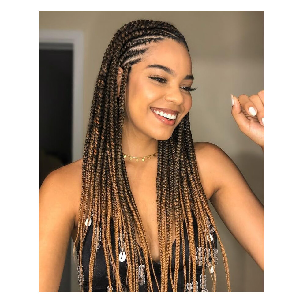 Nescorner Unisex Pre Stretched Braiding Hair Ombre 24 Inch 8 Packs Synthetic Yaki Pre Stretched Braiding Hair Ombre 1B/27