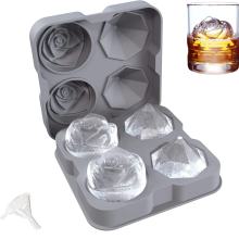 Escultura de gelo artesanal em formato de rosa, elegante molde de silicone para bolas de gelo, derretimento lento para resfriar coquetéis, adicione