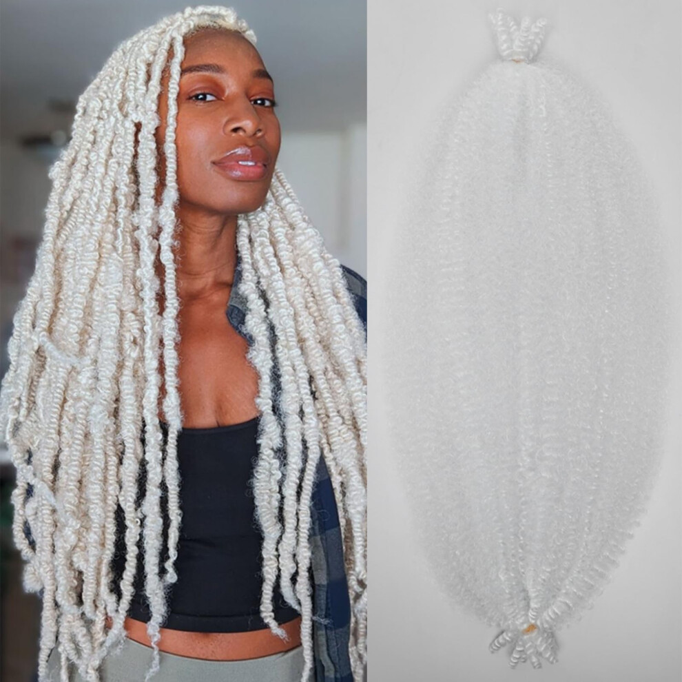 Kossys 8 Packs Springy Afro Twist Hair 16 Inch Pre-Separated White Marley Twist Braiding Hair Crochet For Distressed Faux Locs Spring Twist Hair Extensions