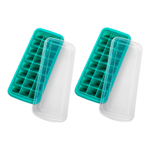 Forma de gelo retangular, resistente ao calor, empilhável, com tampa removível para uso doméstico (silicone de qualidade alimentar, flexível e