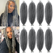 8 pakettia Joustavat Afro Twist -hiukset 16 tuuman esierotetut T Harmaa Kinky Marley Twist -punotut hiukset Virkkaus ahdistuneille Faux Locs Spring T