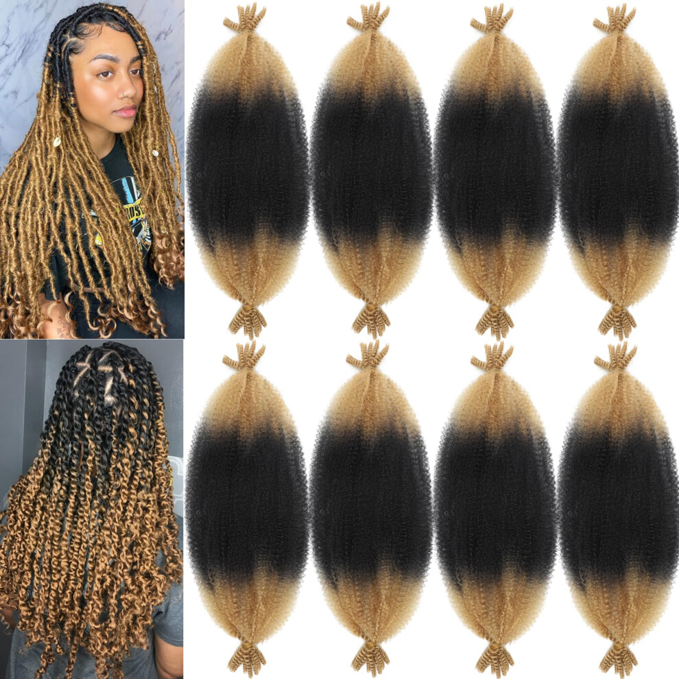 Kossys 8 Packs Springy Afro Twist Hair 16 Inch Pre-Separated Kinky Marley Hair For Women Marley Twist Braiding Hair Ot 27# Crochet For Distressed Fau