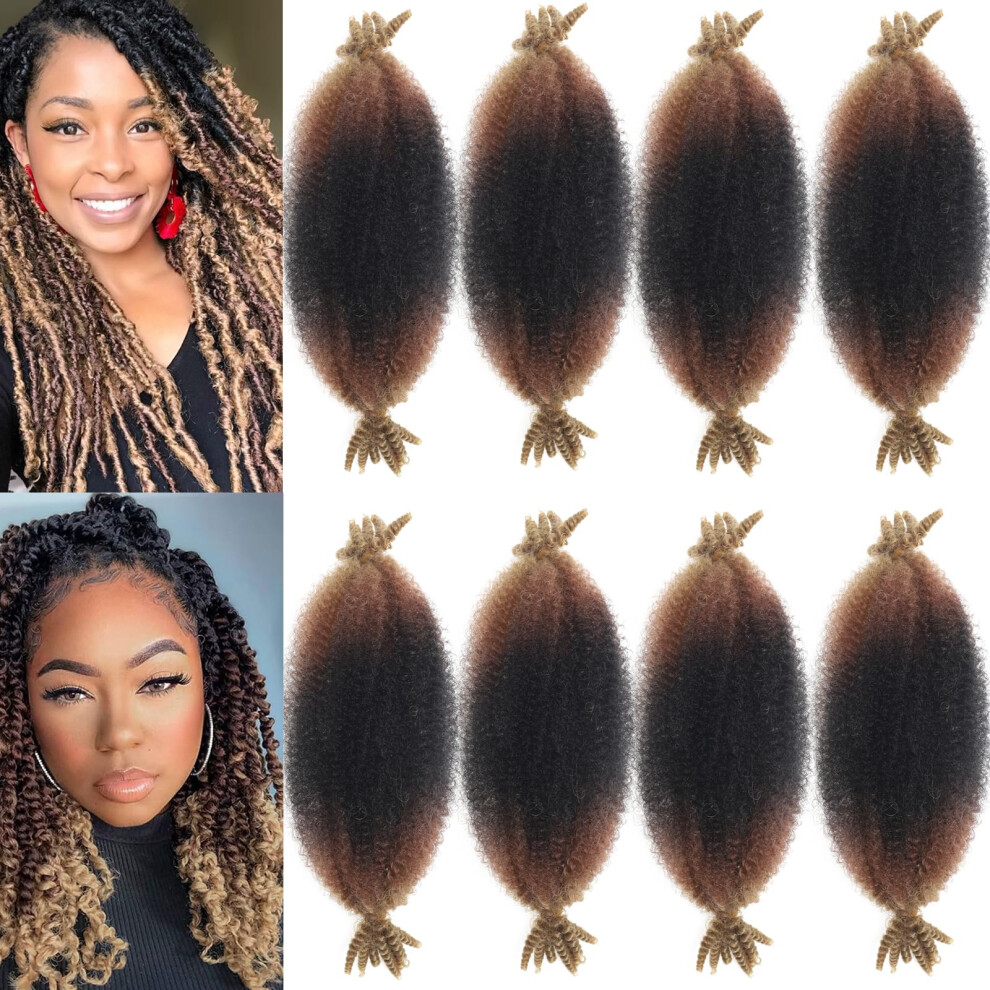Kossys Unisex 8 Packs Springy Afro Twist Hair 10 Inch Pre-Separated Kinky Marley Hair For Women 3 Tone Marley Twist Braiding Hair Faux Locs Spring Twist Hair Exten