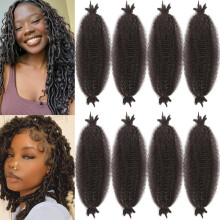 8 pakettia Joustavat Afro Twist hiukset 10 tuumaa 4# valmiiksi erotetut Kinky Marley Twist -punotut hiukset Pehme virkkaus ahdistuneille Faux Locs S