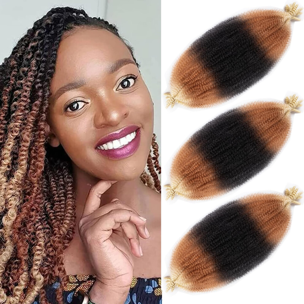 Celie Unisex Black 18 Inch Pre-Separated Springy Afro Twist Hair 8 Packs Pre-Fluffy Natural Curls Are Perfect For Marley Crochet Hair Suitable For Women (1B / 27