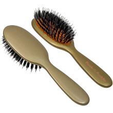Rock & Ruddle Natural Mixed Boar Bristle Hair Brush for Women and Kids (Small/Travel Size 17.5cm) - Perfect for Wet or Dry Hair Detangling Smoothin