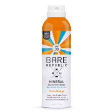 Bare Republic Mineral Sunscreen SPF 30 Sunblock Spray Gennemsigtig og ikke-fedtet finish Kokos Mango Duft 6 Fl Oz