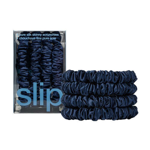 slip Skinny Scrunchies: Anti-Krease Anti-Breakage Slipsilk Design chrn jemn vlasy | Obsahuje 4 cist hedvbn scrunchies: Navy