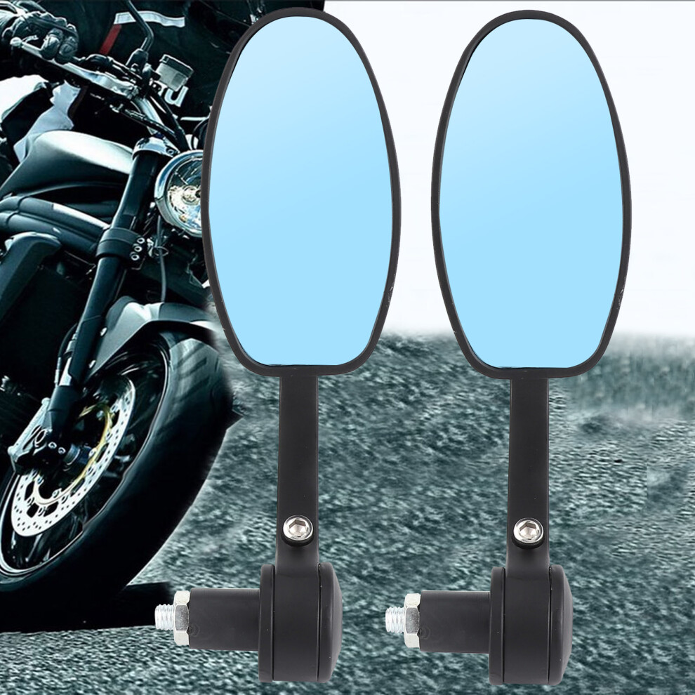 2Pcs Motorcycle Rearview Mirrors 19Cm Handlebar Side Mirrors Black 9461360187205