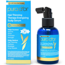 PURA DOR Hair Thinning Therapy Energizing Scalp Serum Revitalizer, Infused with Organic Argan Oil, Biotin & Natural Ingredients, 4 Fl Oz