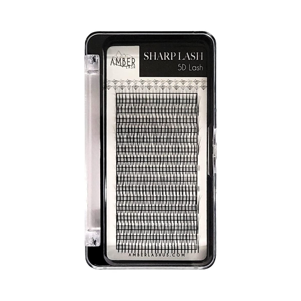Amber Lash Sharp Lash 5D Premade Volume Lashes With Long Stem For Eyelash Extensions 400 Units Of Narrow Fans With 0.07Mm Thickness And Various Curls And Leng