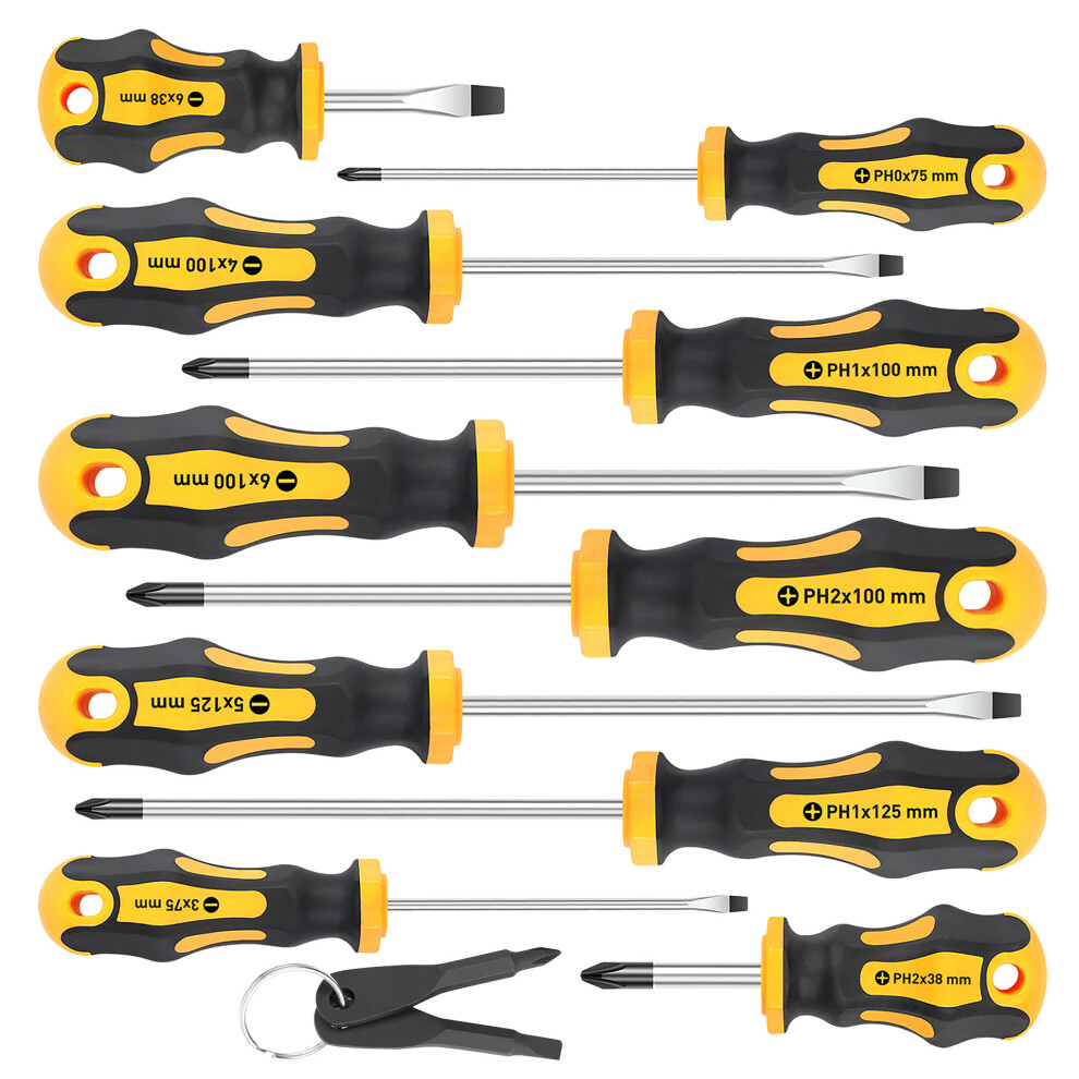 12 Part Magnetic Screwdriver Set Steel Shafts- Yellow 7754000306640