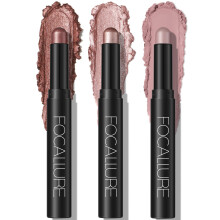 FOCALLURE 3PCS Cream Eyeshadow Stick Setit Matta ja Shimmer Eye Brighten Pigmentoitu rypistymtn lyijykyn Pitkkestoinen Luomivri Korostaja Meikki