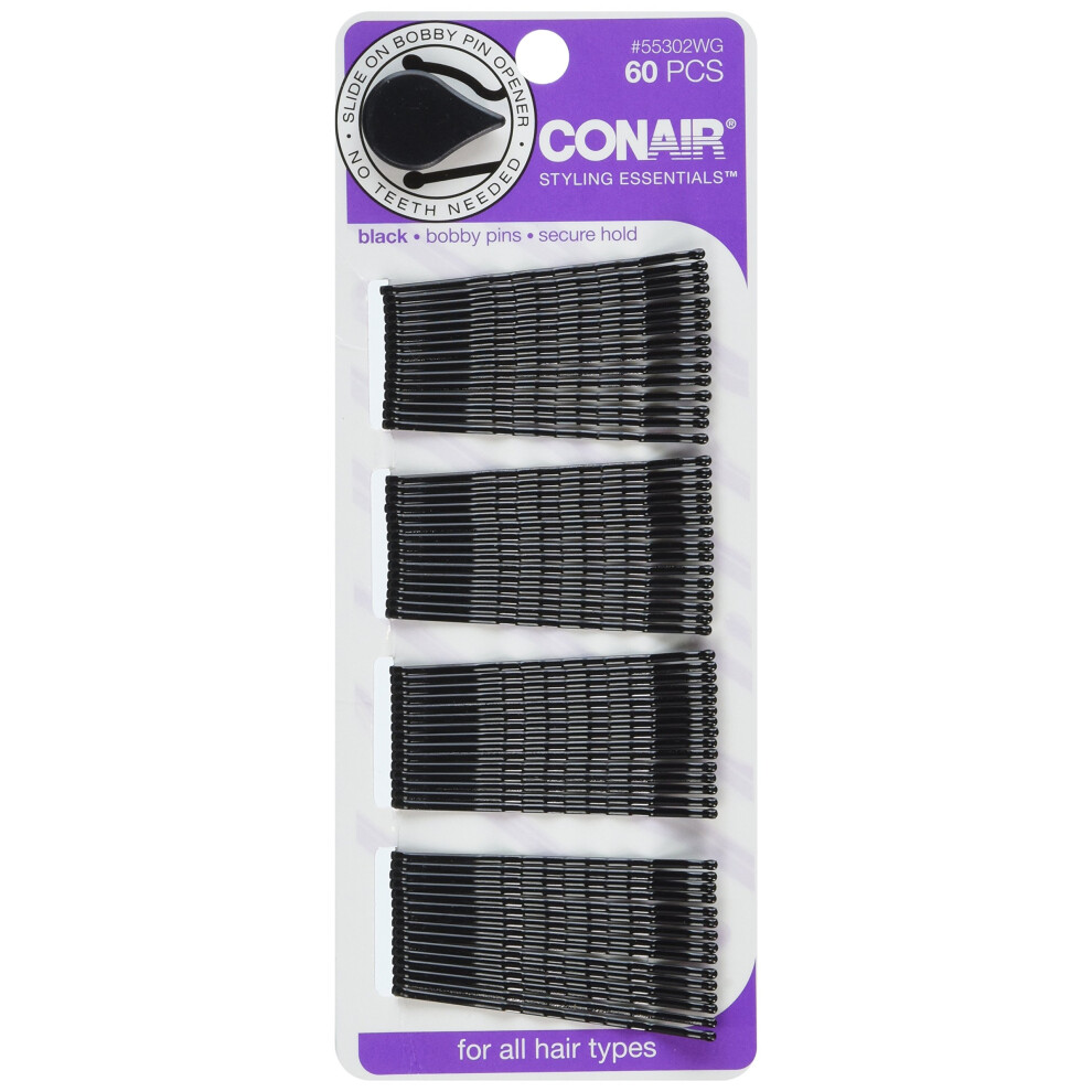 Conair Unisex Black Bobby Pins 0.3 Ounce 60 Counts