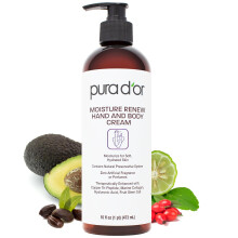 PURA D'OR 16 Oz Moisture Renew Crema mani e corpo - Crema idratante quotidiana ultra idratante con aloe vera biologica, olio di argan e burro di