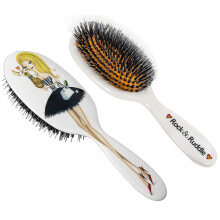 Rock & Ruddle Natural Mixed Boar Bristle Hair Brush for Women and Kids (Large 21cm) - Perfect for Wet or Dry Hair Detangling Smoothing Blowdrying -