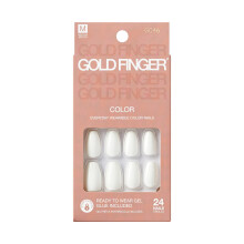 GoldFinger falske negles?t Klar til at b?re Klassisk hvid farve falske negle Manicurestift og lim inkluderet Medium kisteform Langtidsholdbar hot