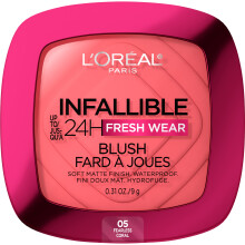 L'Oreal Paris Ufejlbarlig Op til 24H Fresh Wear Bl?d mat Blush Blendbar Langtidsholdbar og vandt?t kindmakeup Fearless Coral 05 0.31 Oz