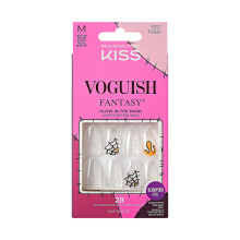 KISS Voguish Fantasy Halloween Nails Noir Longueur moyenne Forme d'amande Colle ongles en gel rose (2 g) Mini lime ongles Bton de manucure e