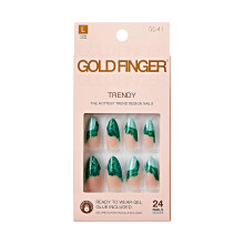 GoldFinger Trendy tekokynnet Pitk manteli Design Nail Luonnon inspiroima virkistv elegantti marmorivihre printti, kyttvalmis geeli ja manikyyri