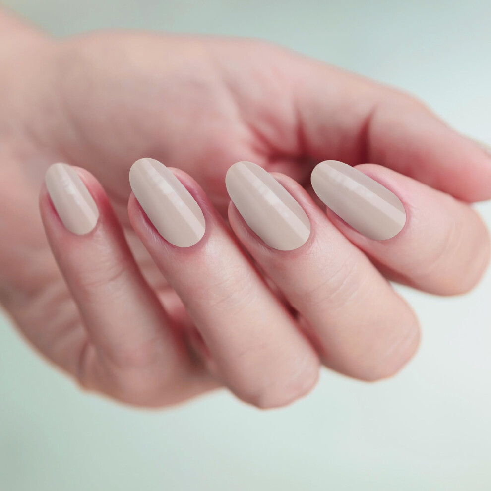 Goldfinger Beige False Nails Kit Ready To Wear Narual Fake Nails Manicure Stick And Glue Included Medium Round Shape Long-Lasting Hottest Trend G