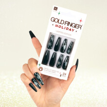 Gold Finger 24 kpl Holiday Press On Nails - Christmas French Tip Square Arkku Oval Fake Nails Pitkkestoinen Kiiltv Kiiltv Talvikausi Lumihiutale