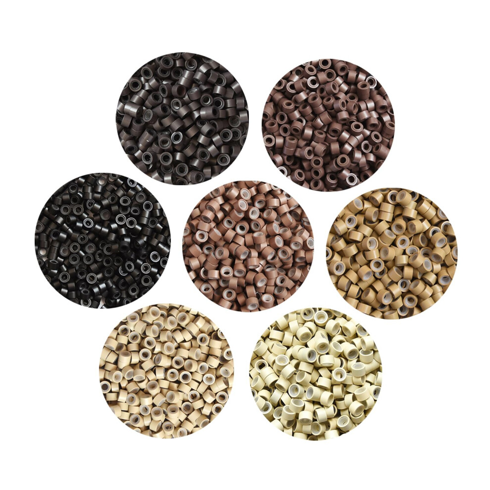 Yantaisiyu Unisex Dark 500 Pcs 5.0 Mm Silicone Lined Micro Links Rings Hair Extensions Beads Silicone Lined Beads For Human Hair Extensions And Feather Extensions ( Bro