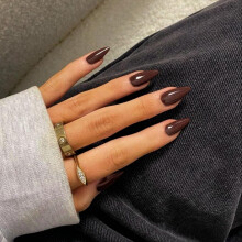 KQueenest Fall Nails 48 kpl Mantelipuristin kynsille Keskipitk painallus tummanruskeille kynsille Yksivrinen Medium tekokynnet Akryyli Stiletto Nai