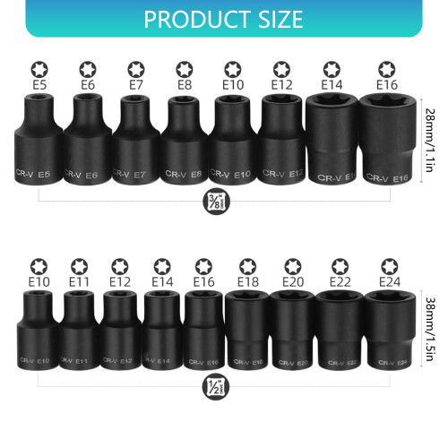 Socket Adapter Hexagonal Drill Bit Reinforced Nut-17 piece set 2