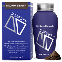 INFINITY Fibre per capelli Castano Medio per Capelli Diradati per Donne e Uomini - Polvere di Fibra per la Costruzione dei Capelli Non Rilevabile