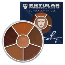 Kryolan Concealer Circle (OSCURO) - Paleta de correctores en crema de 6 colores de cobertura completa - Corrector de color para ojeras - Oculta m
