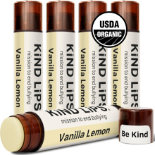 Kind Lips Balsamo per labbra alla vaniglia e limone Confezione da 5 - Alternativa al burro di cacao naturale biologico USDA per labbra secche | S